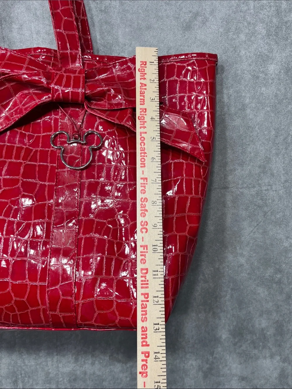 Disney Parks Red Croc Embossed Mickey Bow Tote Bag Disneyland WDW